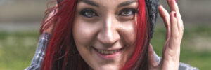 young woman wearing a beanie