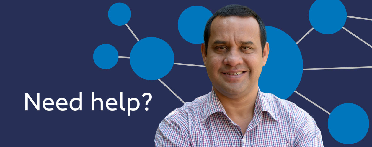 middle aged man standing in front of a vector networking graphic