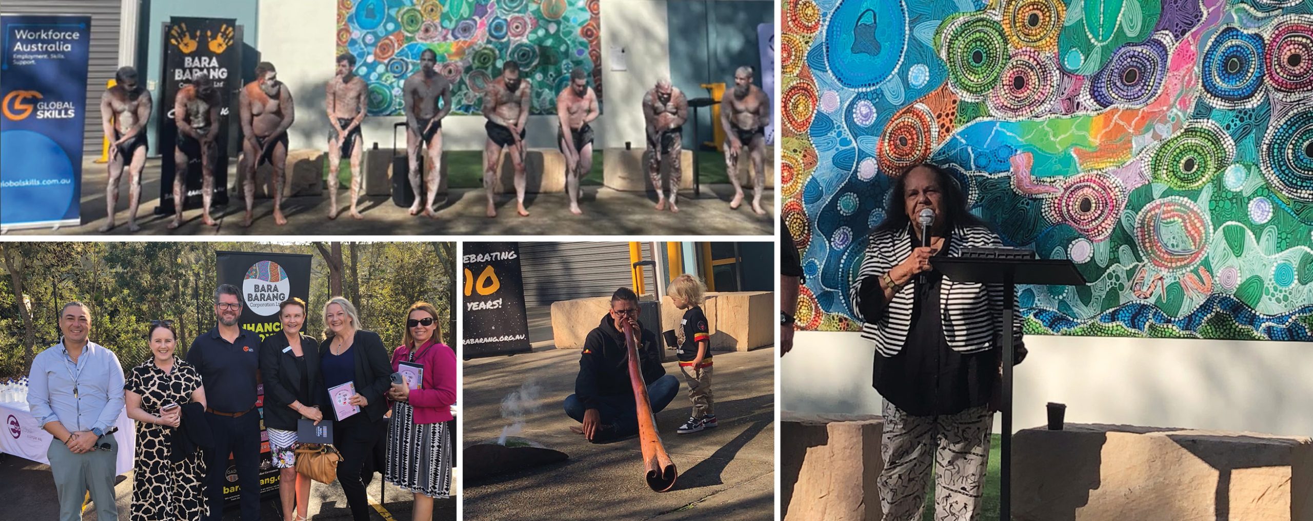 Collage of indigenous dances and speakers at the event