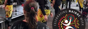 Indigenous dancers and Naidoc week logo