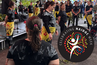 Indigenous dancers and Naidoc week logo