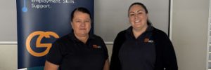 Melinda and Hanna at Global Skills' expo stall