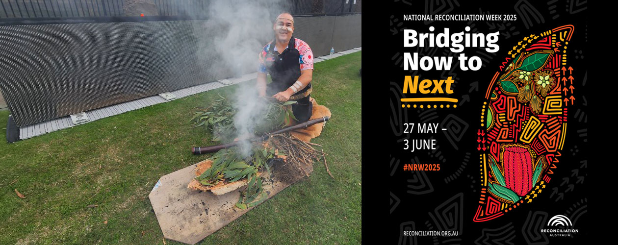 Eucalyptus leaves burning as part of the smoking ceremony performed on the day