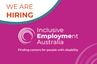 pink background with words 'we are hiring' and IEA logo