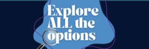 Navy blue background containing a flowchart with National Skills Week branding, a blue splash and magnifying glass