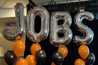 Balloon letters spelling the word jobs