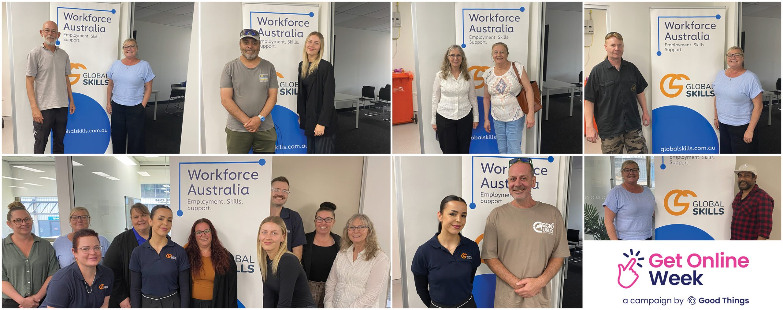 Collage of Global Skills participants and staff