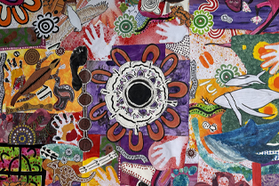 ne of the exhibits: A collaborative artwork by Gudjagang Ngara li-dhi, a Wyong-based Aboriginal community-controlled organisation that delivers an Art Program and cultural workshops for Aboriginal children, young people and community members.