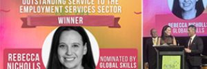 Graphic announcing Rebecca Nicholls as the NESA 2026 award winner.