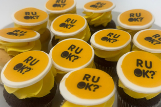 Cupcakes with the R U OK? logo on top.